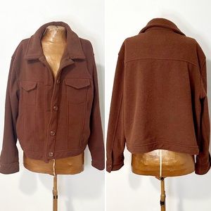 Joie Chocolate Brown Felt Cropped Button Front Shacket Size Extra Large NWOT